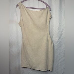 NWT Inmod Los Angeles Beige One Shoulder Cutout Side Dress Size Large